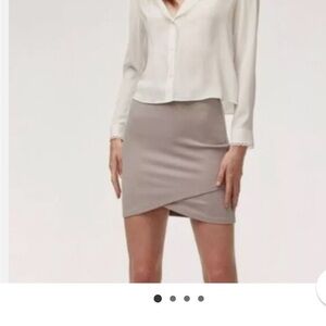 Aritzia Sunday Best faux wrap mini skirt- Small. Taupe/gray